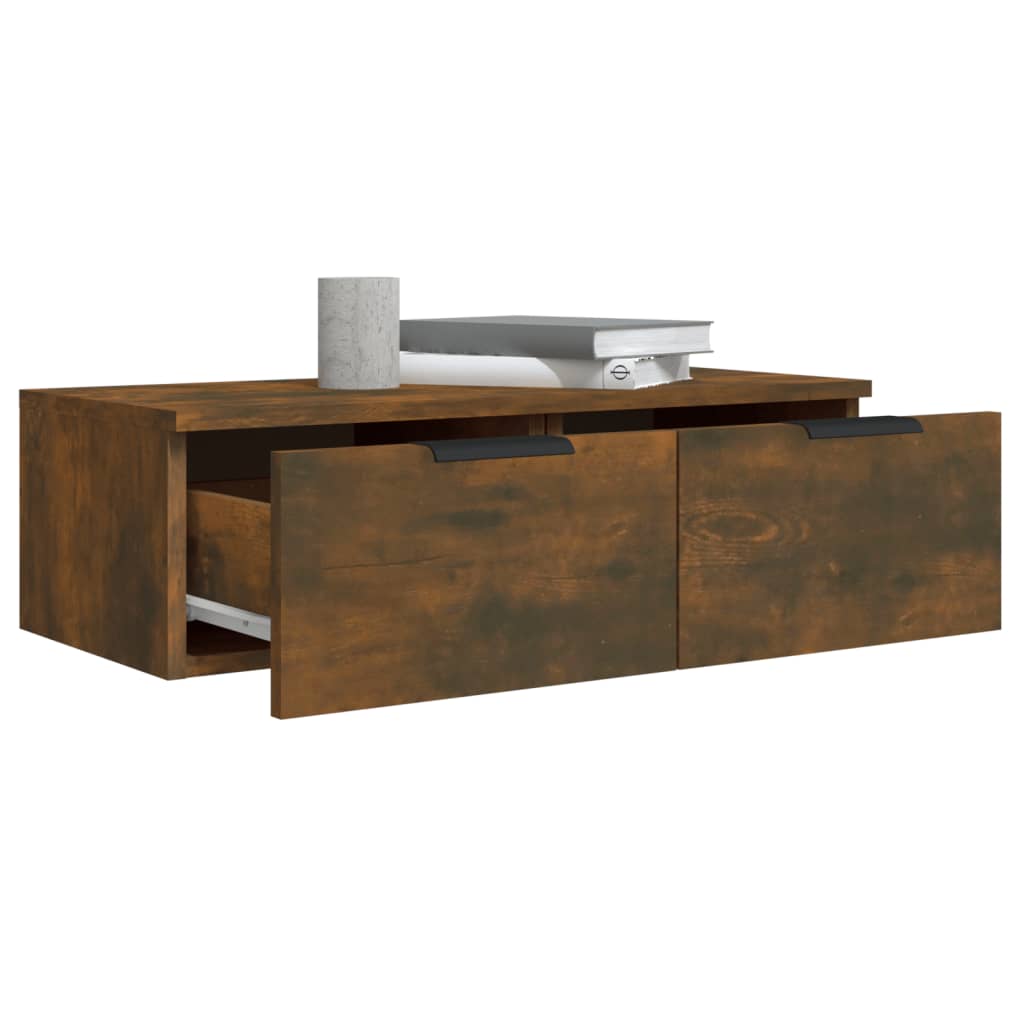 Wandkasten 2 st 68x30x20 cm bewerkt hout gerookt eiken is nu te koop bij PeponiXL, paradijselijk wonen!