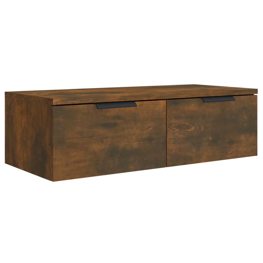 Wandkasten 2 st 68x30x20 cm bewerkt hout gerookt eiken is nu te koop bij PeponiXL, paradijselijk wonen!