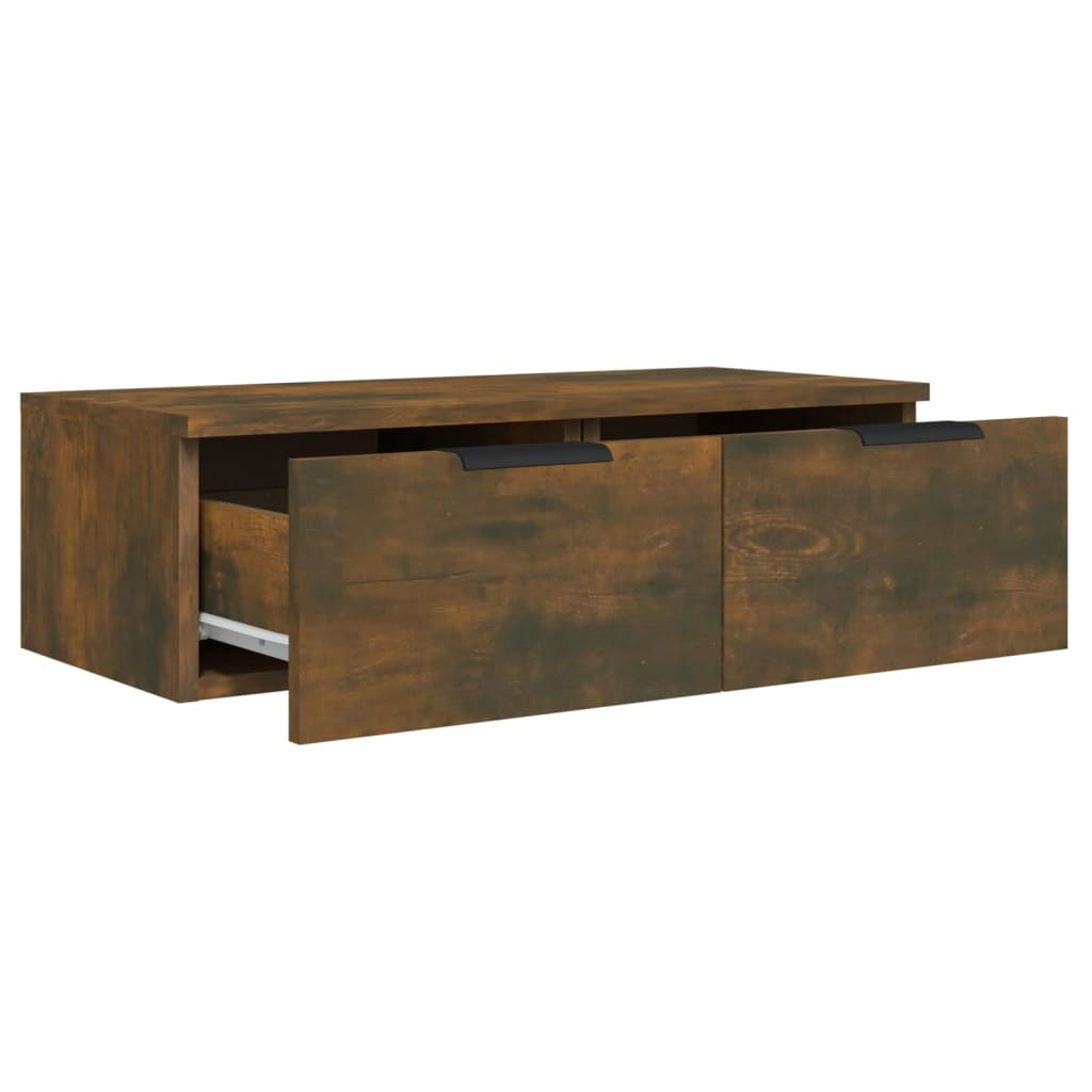 Wandkasten 2 st 68x30x20 cm bewerkt hout gerookt eiken is nu te koop bij PeponiXL, paradijselijk wonen!