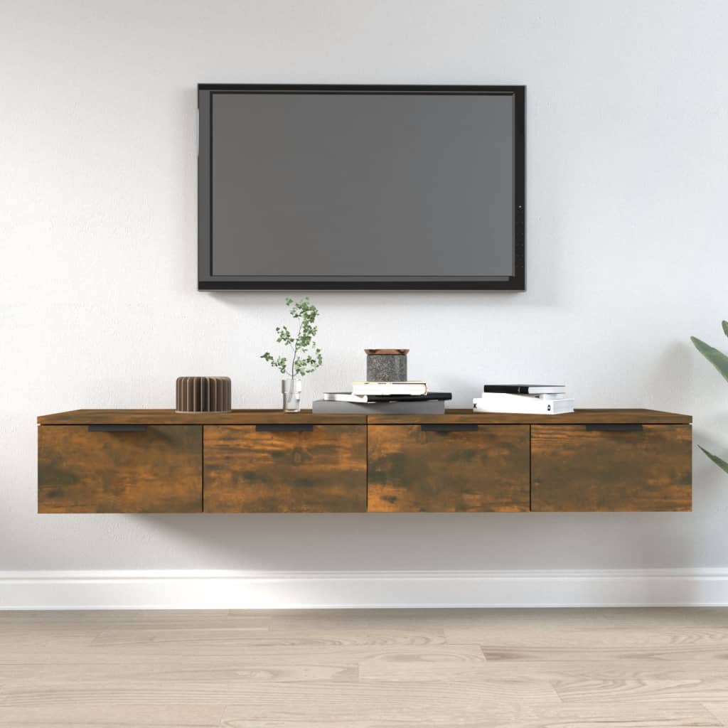 Wandkasten 2 st 68x30x20 cm bewerkt hout gerookt eiken is nu te koop bij PeponiXL, paradijselijk wonen!