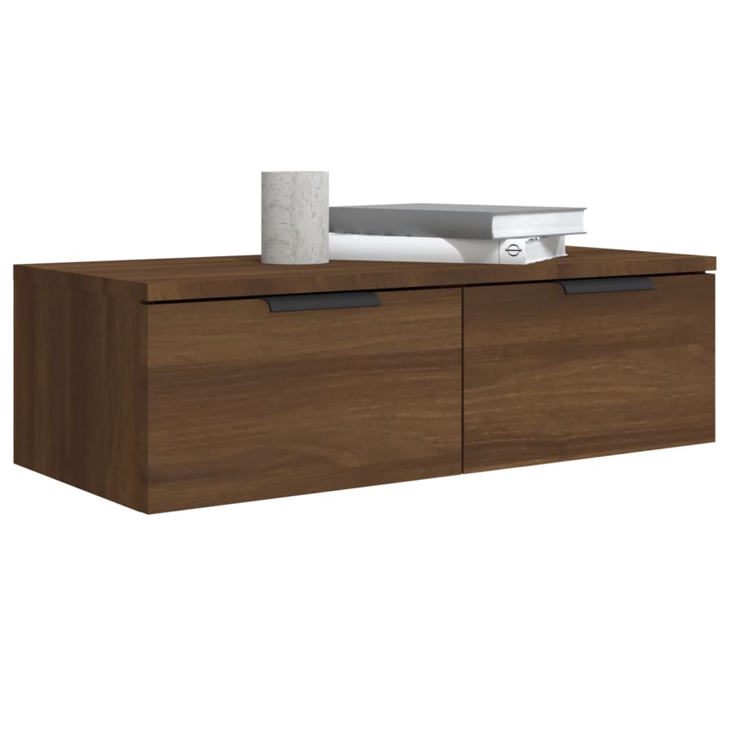 Wandkasten 2 st 68x30x20 cm bewerkt hout bruin eikenkleur is nu te koop bij PeponiXL, paradijselijk wonen!