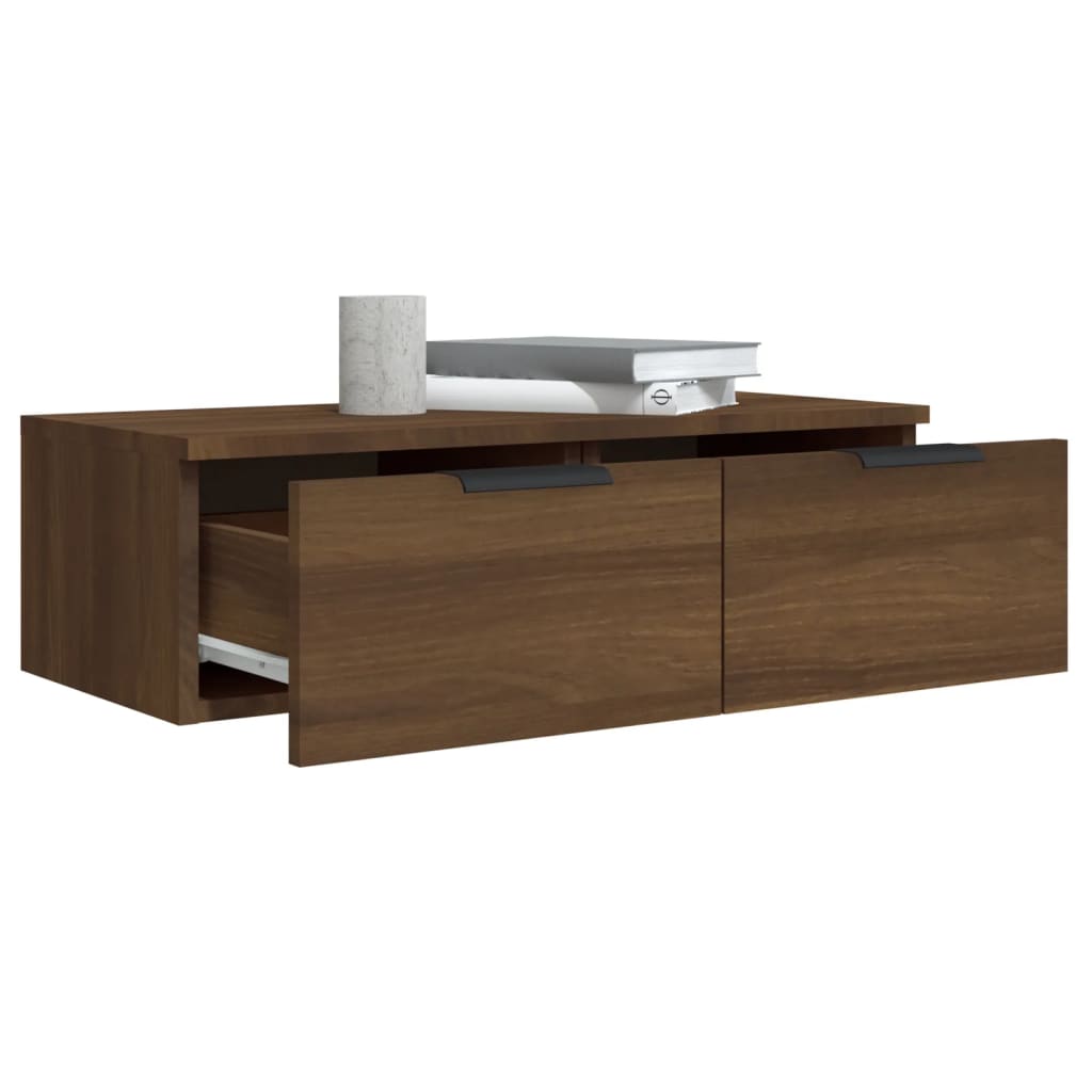 Wandkasten 2 st 68x30x20 cm bewerkt hout bruin eikenkleur is nu te koop bij PeponiXL, paradijselijk wonen!