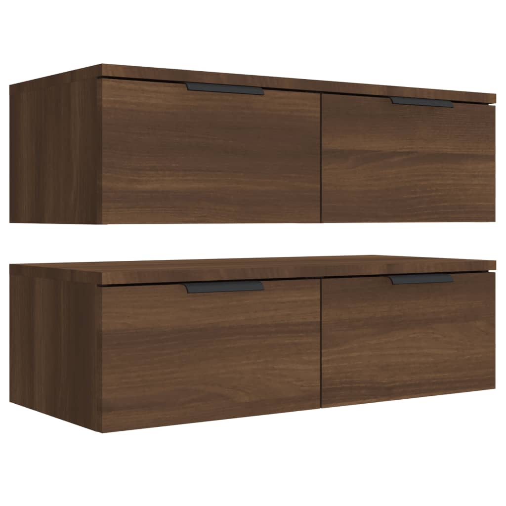 Wandkasten 2 st 68x30x20 cm bewerkt hout bruin eikenkleur is nu te koop bij PeponiXL, paradijselijk wonen!