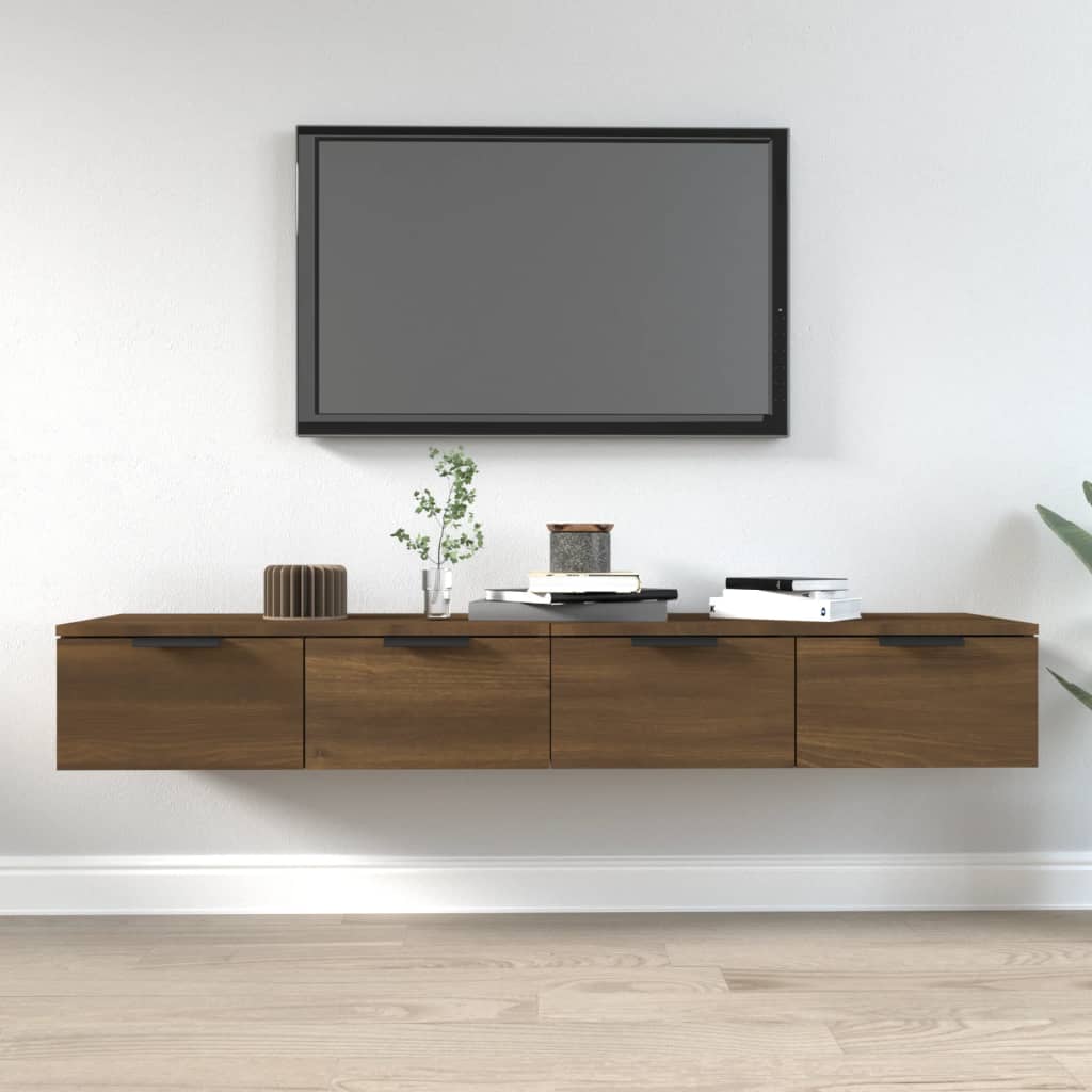 Wandkasten 2 st 68x30x20 cm bewerkt hout bruin eikenkleur is nu te koop bij PeponiXL, paradijselijk wonen!