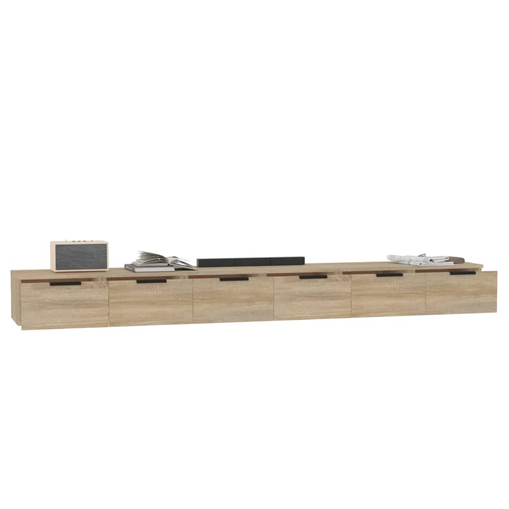 Wandkasten 2 st 102x30x20 cm bewerkt hout sonoma eikenkleurig is nu te koop bij PeponiXL, paradijselijk wonen!