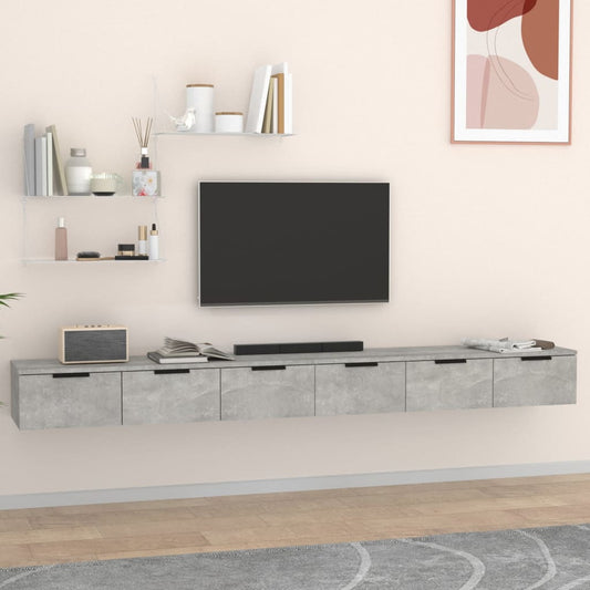 Wandkasten 2 st 102x30x20 cm bewerkt hout betongrijs is nu te koop bij PeponiXL, paradijselijk wonen!