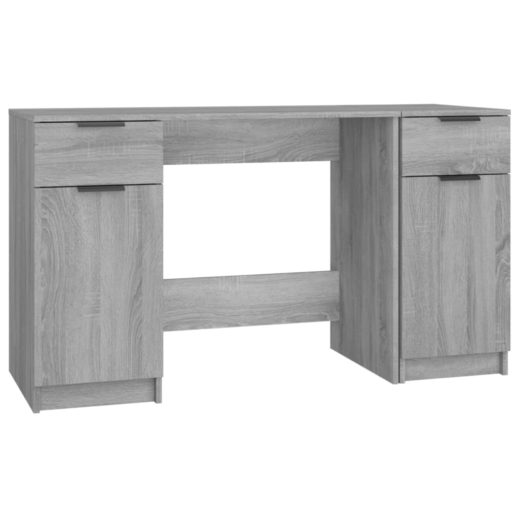 Bureau met bijzetkast bewerkt hout grijs sonoma eikenkleurig is nu te koop bij PeponiXL, paradijselijk wonen!