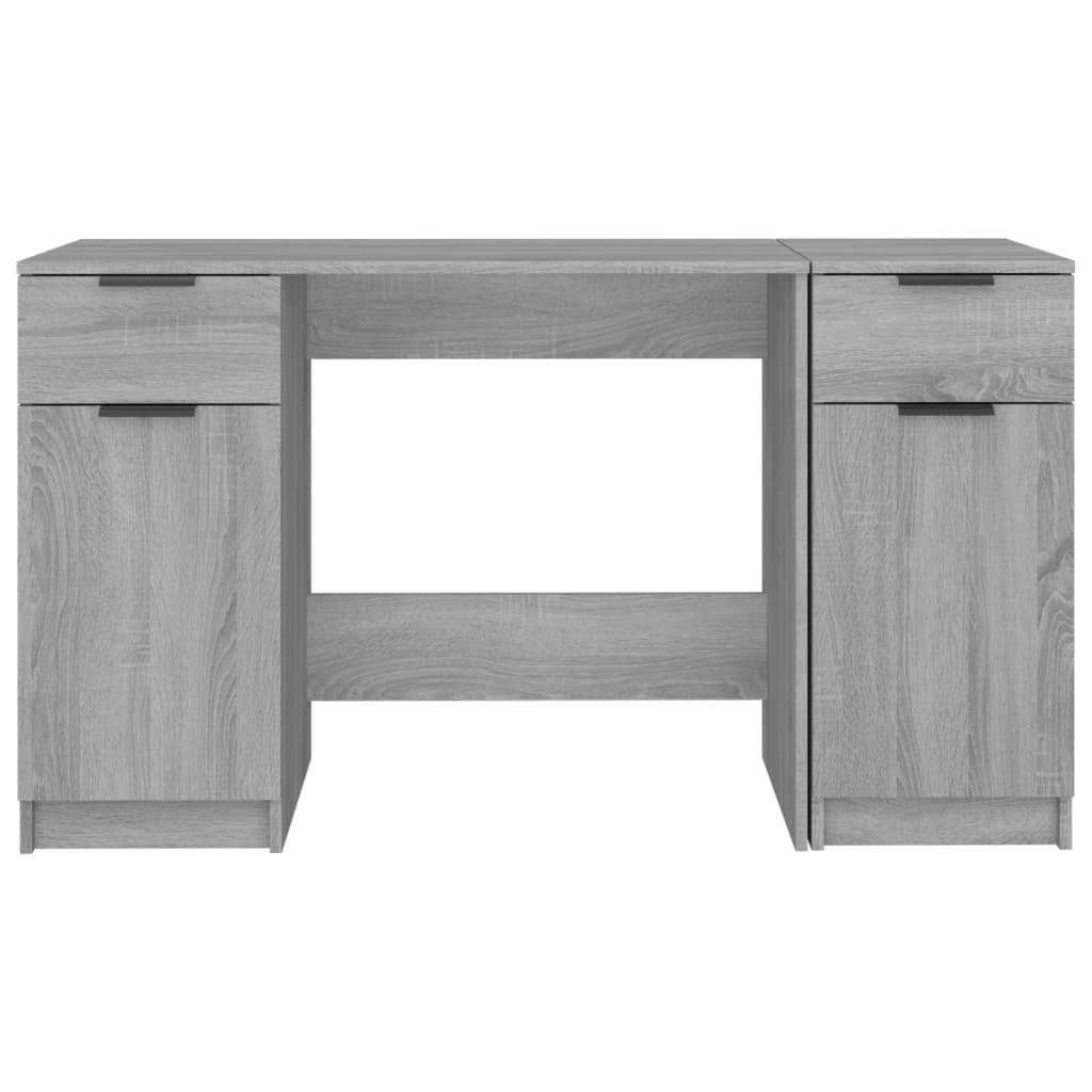 Bureau met bijzetkast bewerkt hout grijs sonoma eikenkleurig is nu te koop bij PeponiXL, paradijselijk wonen!