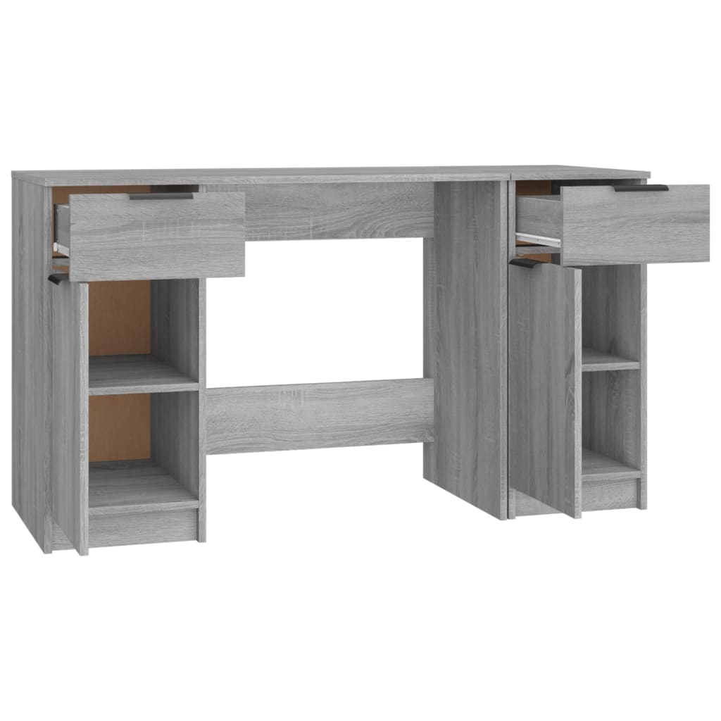 Bureau met bijzetkast bewerkt hout grijs sonoma eikenkleurig is nu te koop bij PeponiXL, paradijselijk wonen!