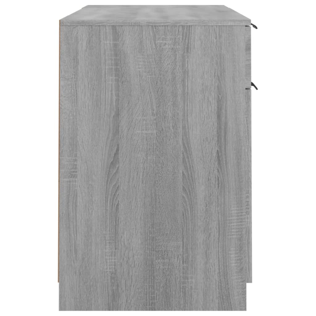 Bureau met bijzetkast bewerkt hout grijs sonoma eikenkleurig is nu te koop bij PeponiXL, paradijselijk wonen!