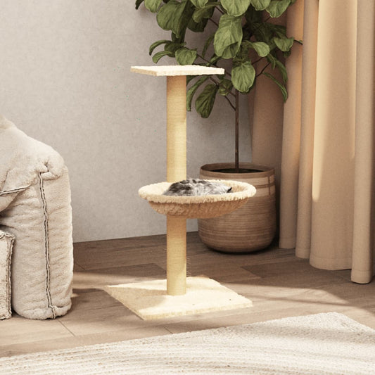 Kattenmeubel met sisal krabpaal 74 cm crèmekleurig is nu te koop bij PeponiXL, paradijselijk wonen!