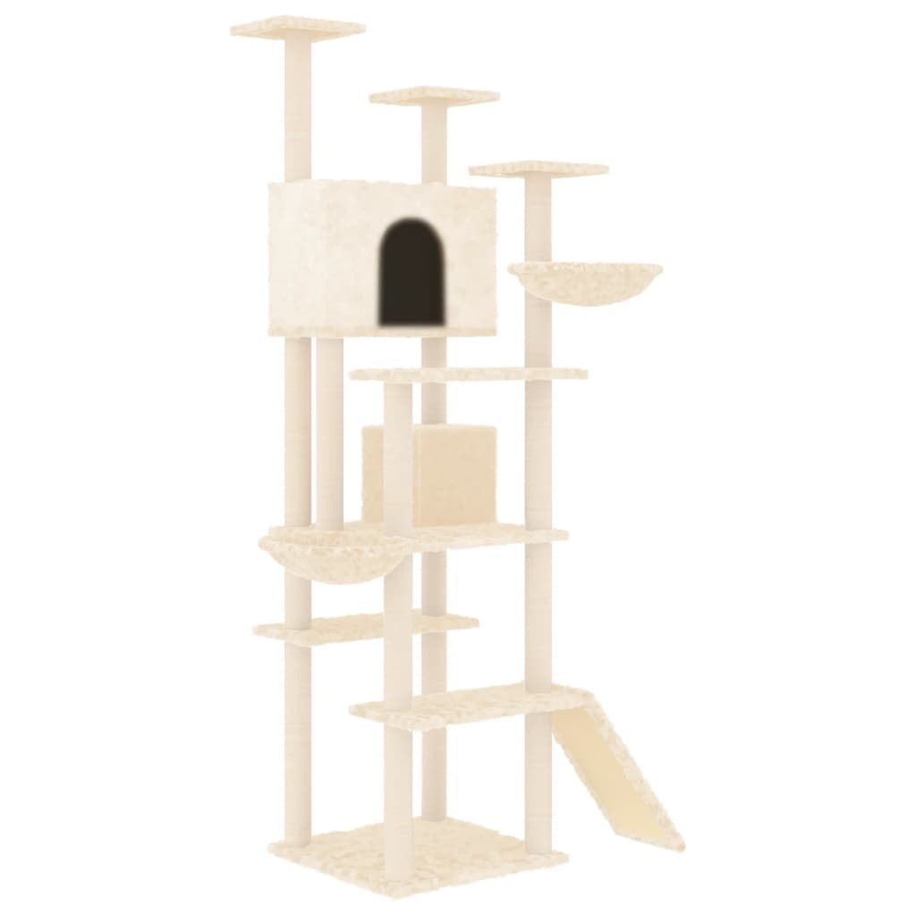 Kattenmeubel met sisal krabpalen 191 cm crèmekleurig is nu te koop bij PeponiXL, paradijselijk wonen!
