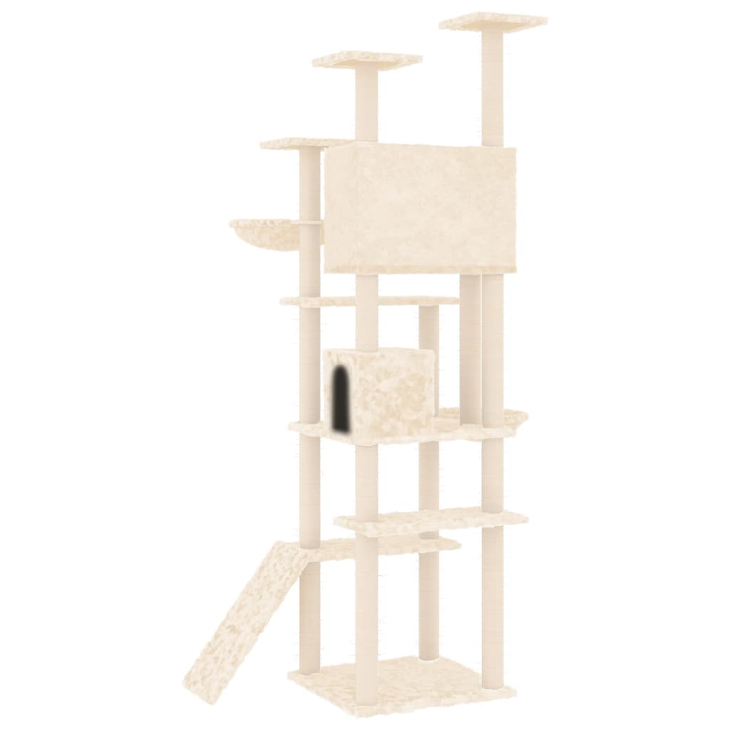 Kattenmeubel met sisal krabpalen 191 cm crèmekleurig is nu te koop bij PeponiXL, paradijselijk wonen!