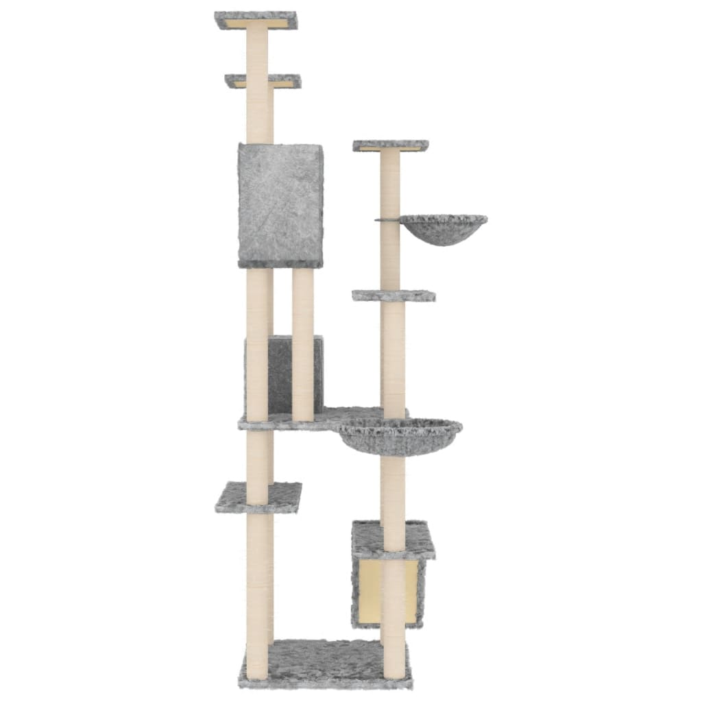 Kattenmeubel met sisal krabpalen 191 cm lichtgrijs is nu te koop bij PeponiXL, paradijselijk wonen!