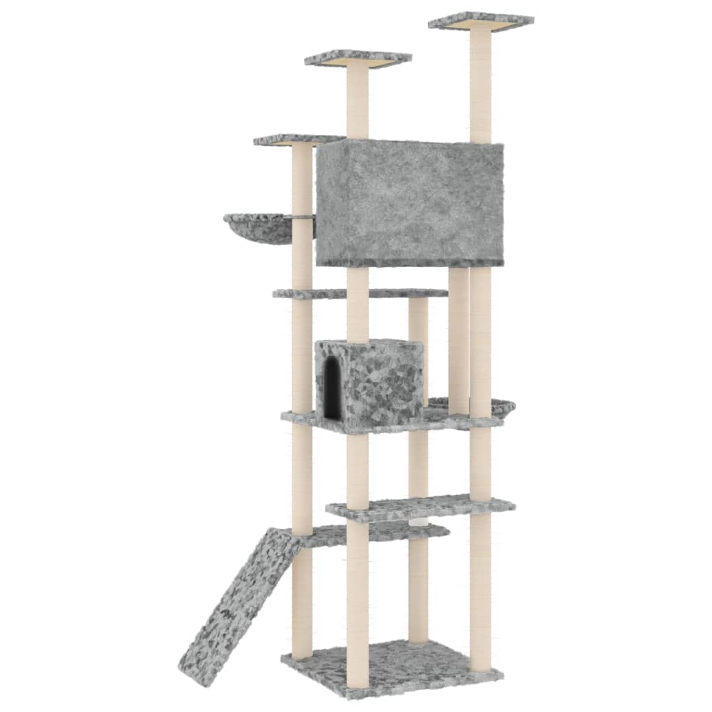 Kattenmeubel met sisal krabpalen 191 cm lichtgrijs is nu te koop bij PeponiXL, paradijselijk wonen!