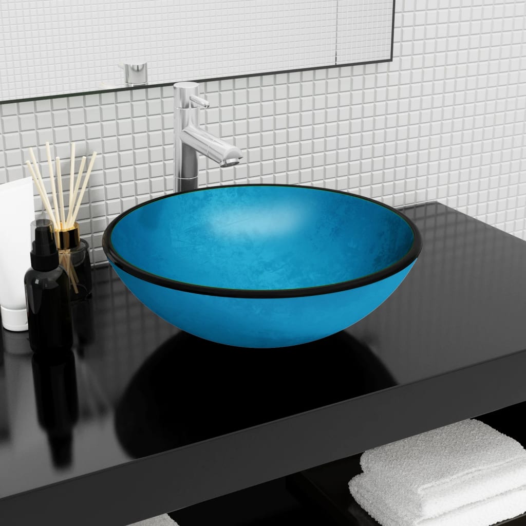 Wasbak 42x14 cm gehard glas blauw is nu te koop bij PeponiXL, paradijselijk wonen!
