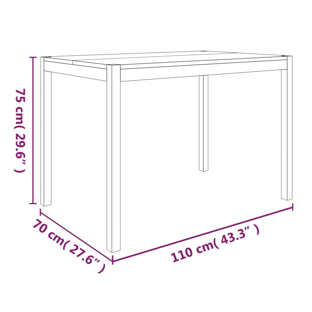 Eettafel 110x70x75 cm massief acaciahout is nu te koop bij PeponiXL, paradijselijk wonen!