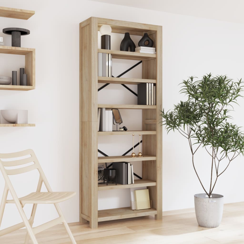 Boekenkast met 7 schappen 80x30x200 cm massief acaciahout is nu te koop bij PeponiXL, paradijselijk wonen!