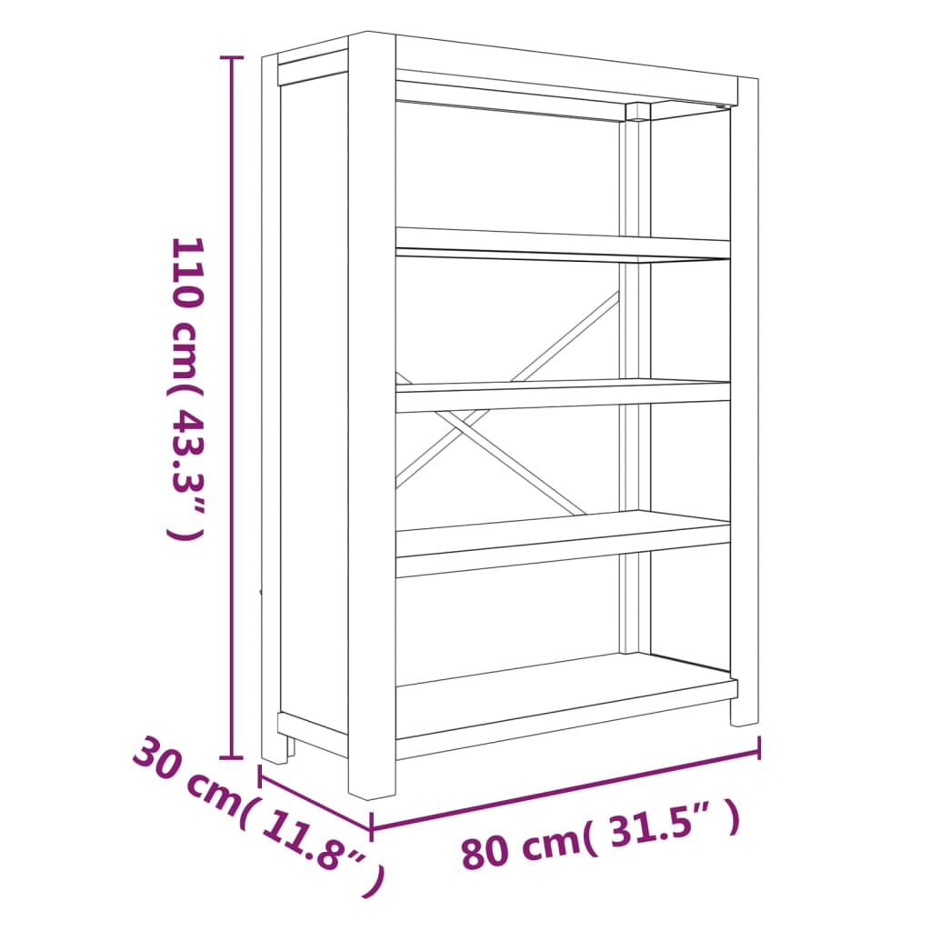 Boekenkast met 4 schappen 80x30x110 cm massief acaciahout is nu te koop bij PeponiXL, paradijselijk wonen!