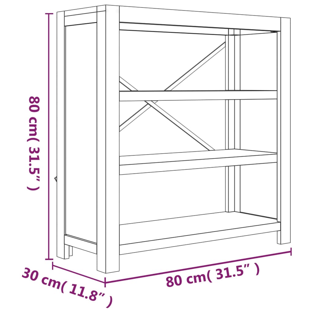 Boekenkast met 3 schappen 80x30x80 cm massief acaciahout is nu te koop bij PeponiXL, paradijselijk wonen!