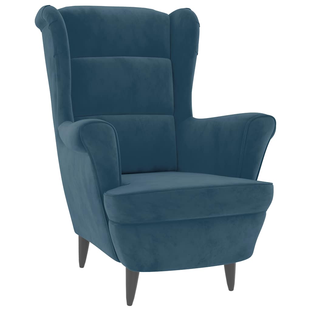 Fauteuil met voetenbank fluweel blauw is nu te koop bij PeponiXL, paradijselijk wonen!