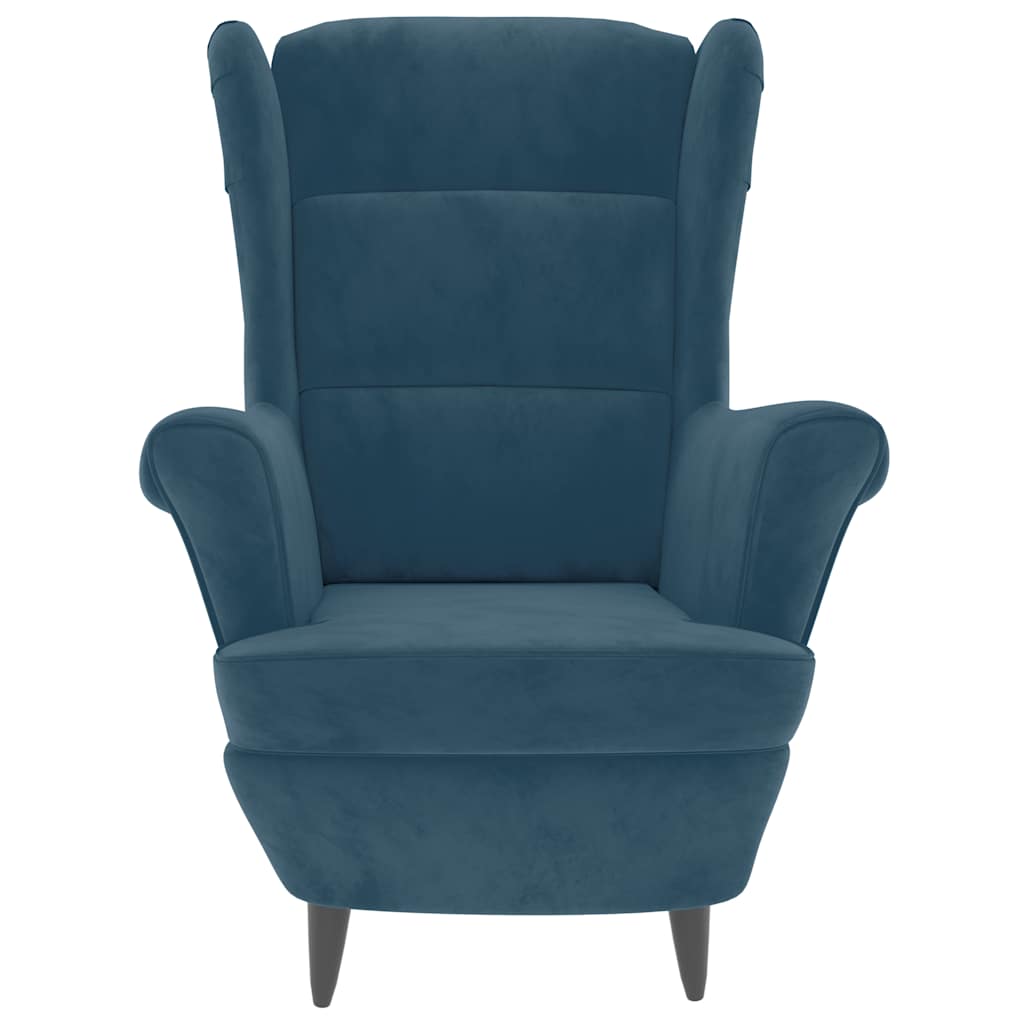 Fauteuil met voetenbank fluweel blauw is nu te koop bij PeponiXL, paradijselijk wonen!
