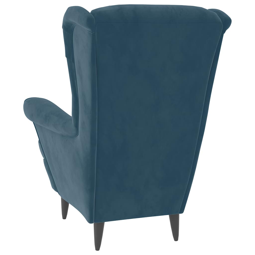 Fauteuil met voetenbank fluweel blauw is nu te koop bij PeponiXL, paradijselijk wonen!