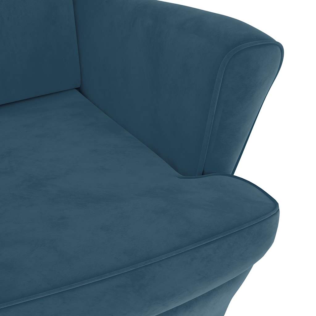 Fauteuil met voetenbank fluweel blauw is nu te koop bij PeponiXL, paradijselijk wonen!
