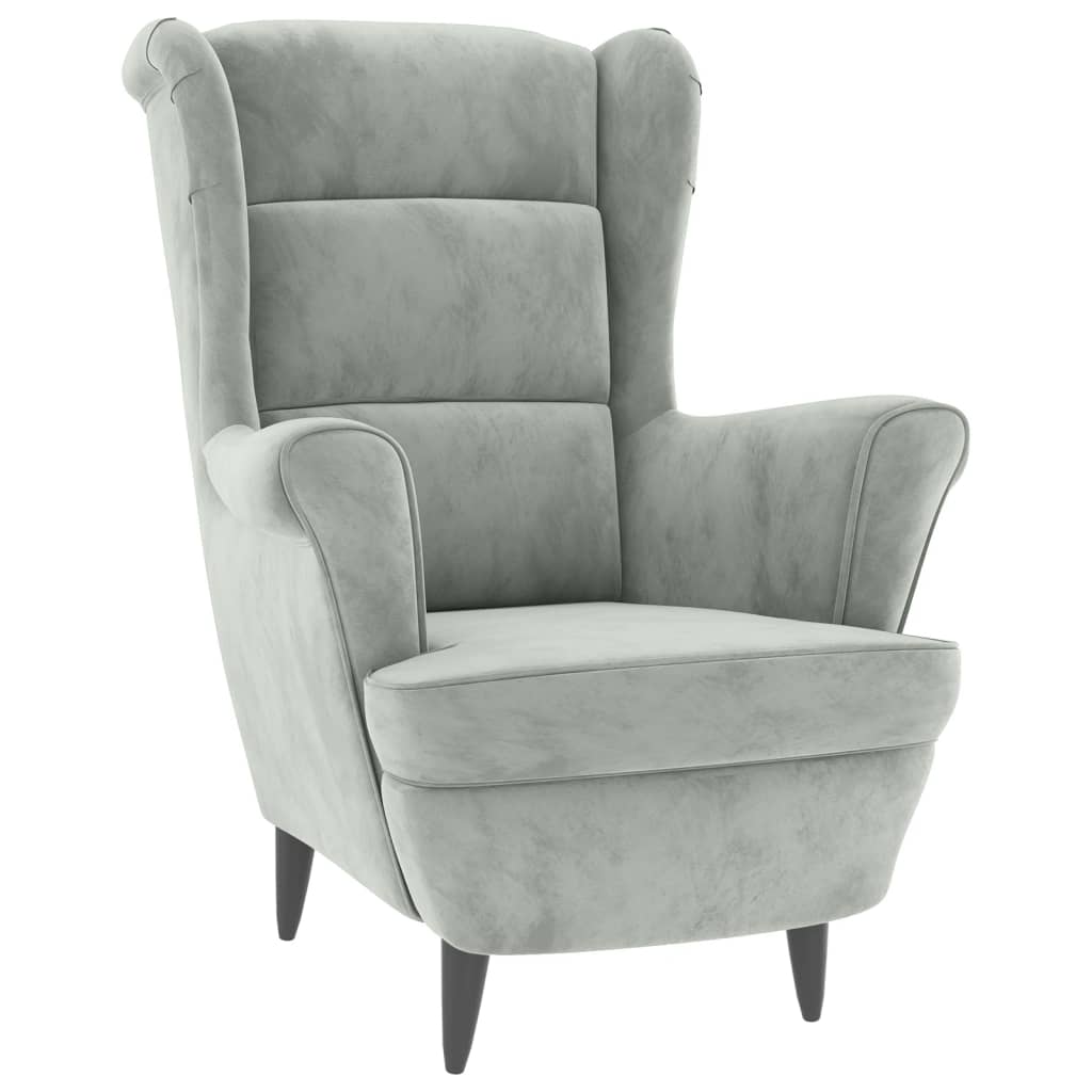 Fauteuil met voetenbank fluweel lichtgrijs is nu te koop bij PeponiXL, paradijselijk wonen!