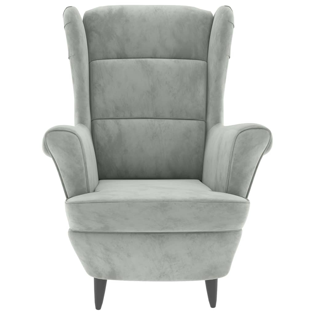 Fauteuil met voetenbank fluweel lichtgrijs is nu te koop bij PeponiXL, paradijselijk wonen!