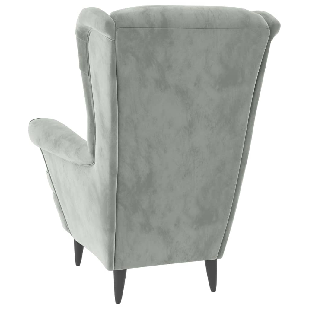 Fauteuil met voetenbank fluweel lichtgrijs is nu te koop bij PeponiXL, paradijselijk wonen!
