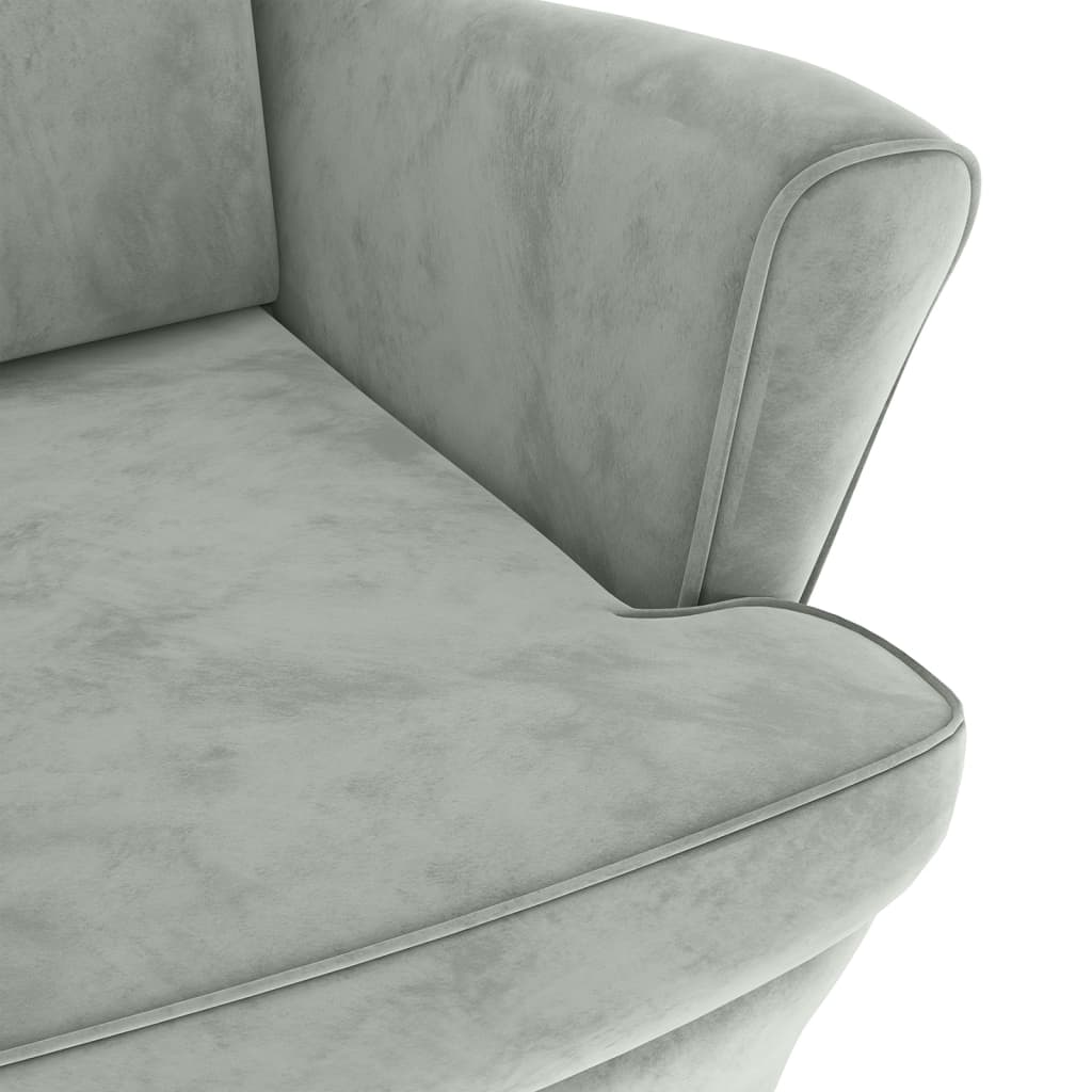 Fauteuil met voetenbank fluweel lichtgrijs is nu te koop bij PeponiXL, paradijselijk wonen!