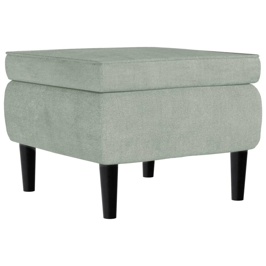 Fauteuil met voetenbank fluweel lichtgrijs is nu te koop bij PeponiXL, paradijselijk wonen!