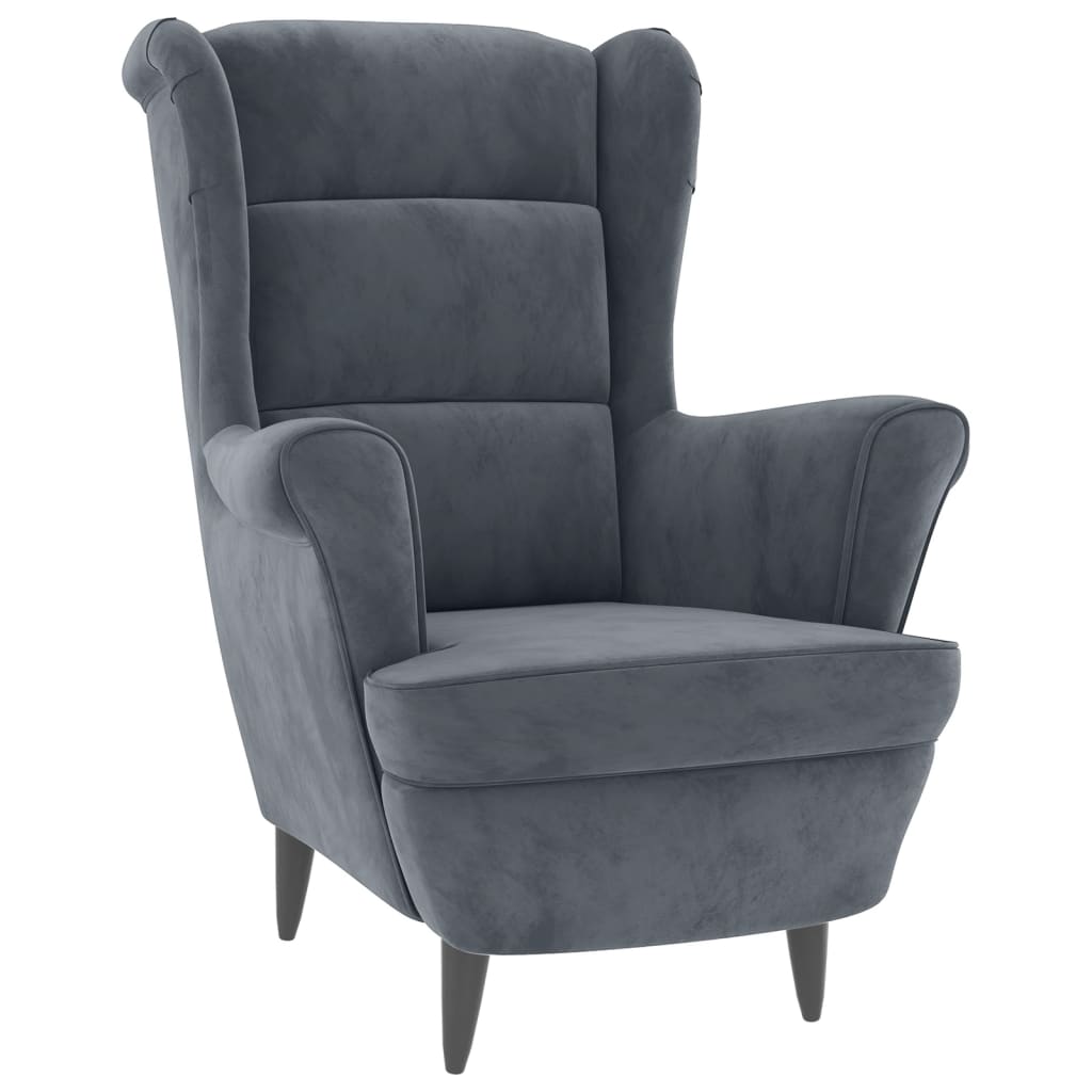 Fauteuil met voetenbank fluweel donkergrijs is nu te koop bij PeponiXL, paradijselijk wonen!