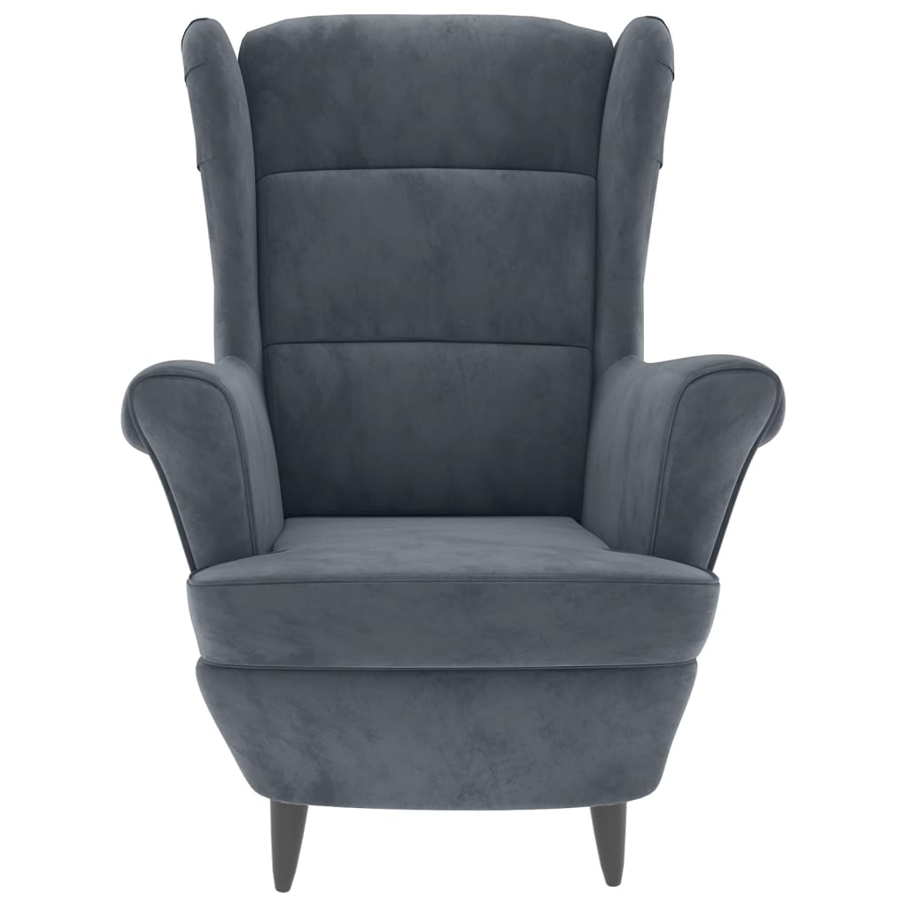 Fauteuil met voetenbank fluweel donkergrijs is nu te koop bij PeponiXL, paradijselijk wonen!