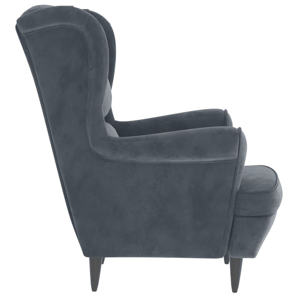 Fauteuil met voetenbank fluweel donkergrijs is nu te koop bij PeponiXL, paradijselijk wonen!