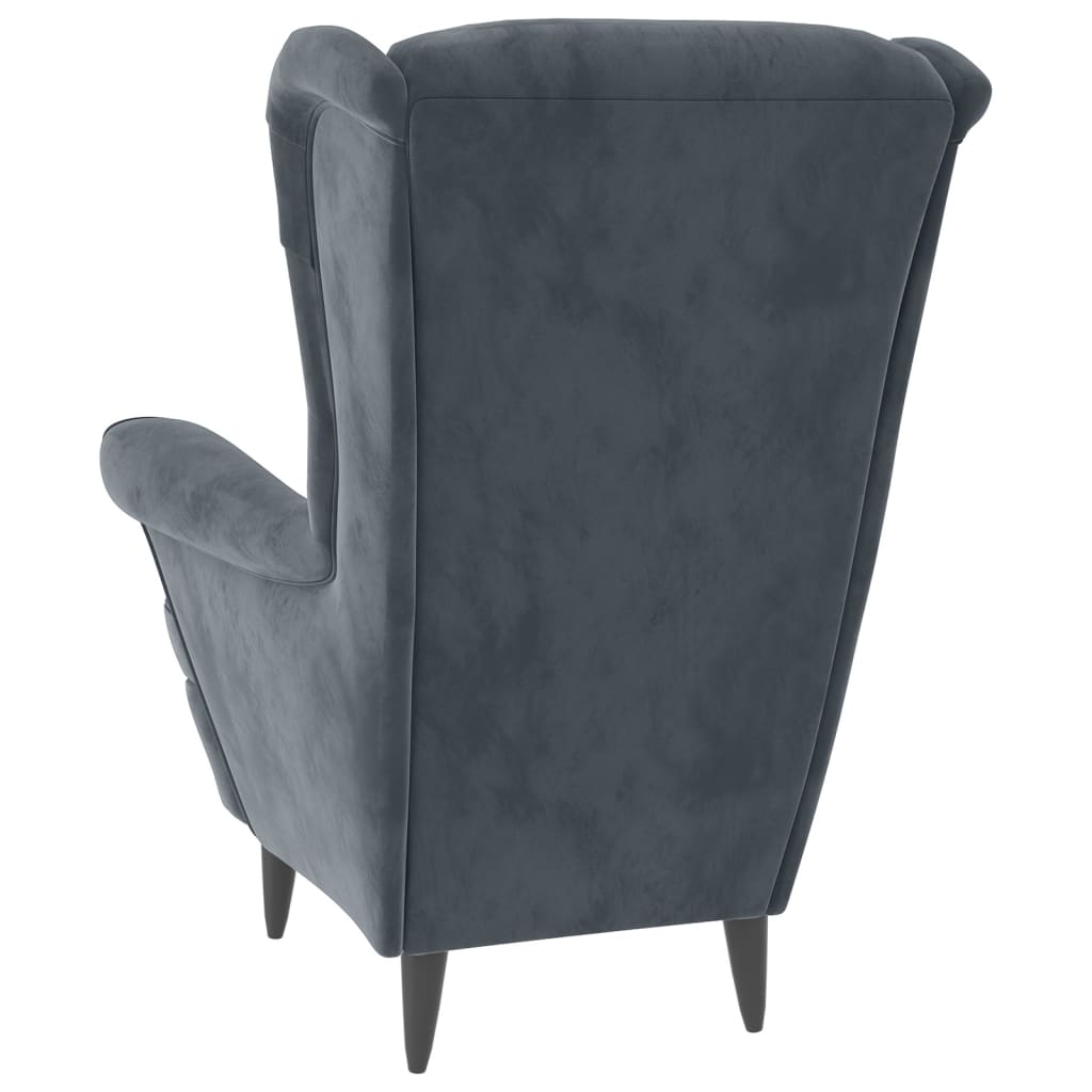 Fauteuil met voetenbank fluweel donkergrijs is nu te koop bij PeponiXL, paradijselijk wonen!