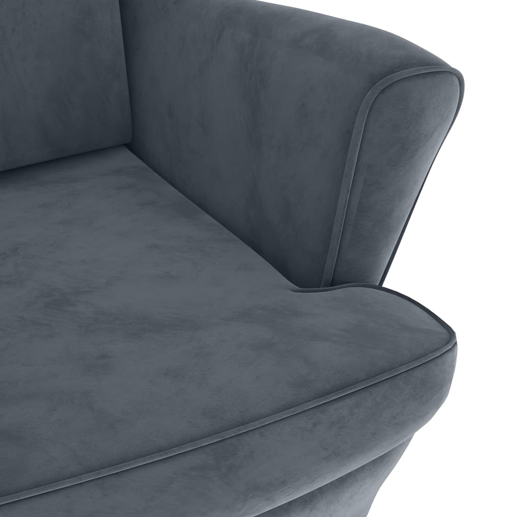 Fauteuil met voetenbank fluweel donkergrijs is nu te koop bij PeponiXL, paradijselijk wonen!