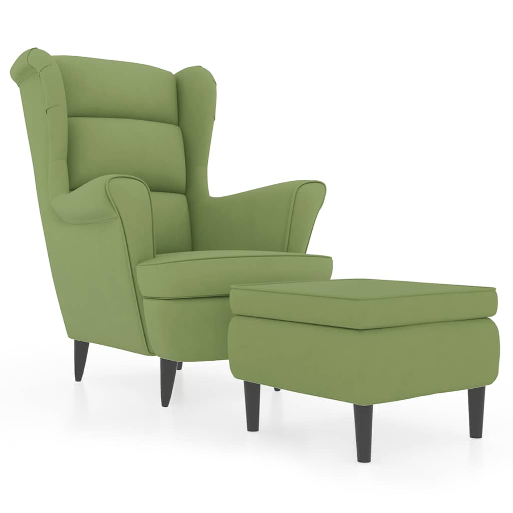 Fauteuil met voetenbank fluweel lichtgroen is nu te koop bij PeponiXL, paradijselijk wonen!