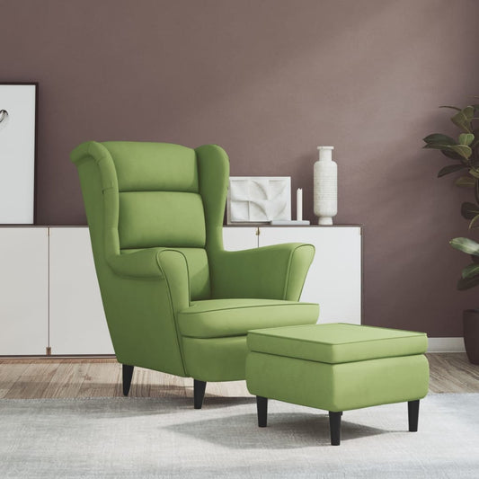 Fauteuil met voetenbank fluweel lichtgroen is nu te koop bij PeponiXL, paradijselijk wonen!