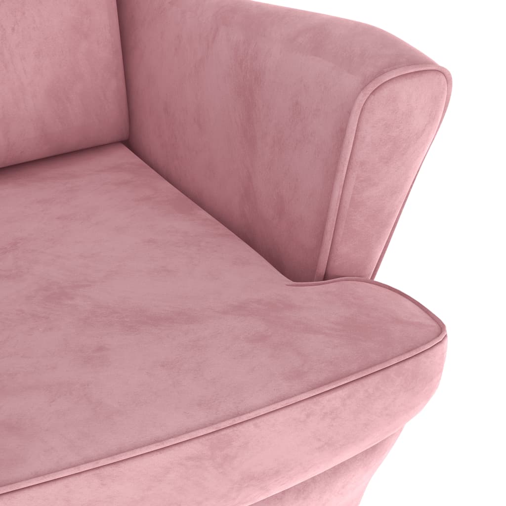 Fauteuil met voetenbank fluweel roze is nu te koop bij PeponiXL, paradijselijk wonen!