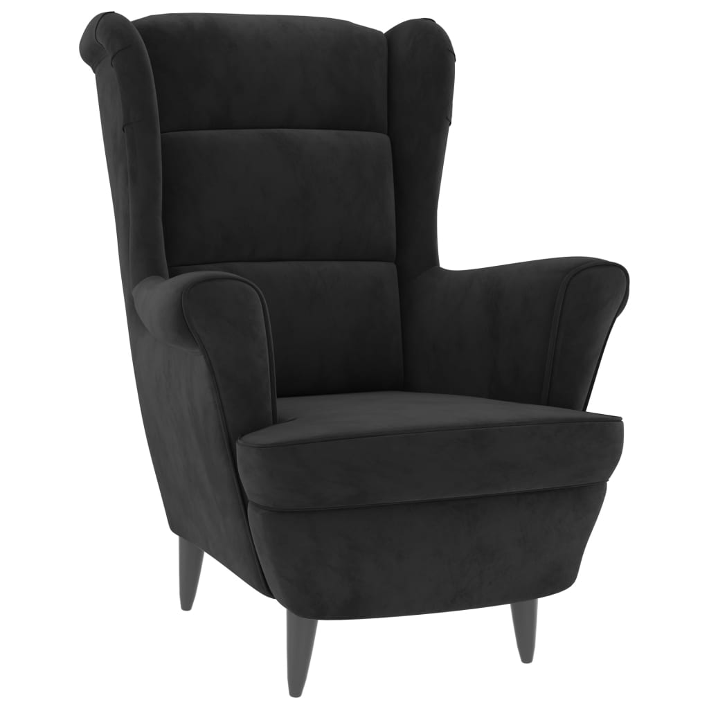 Fauteuil met voetenbank fluweel zwart is nu te koop bij PeponiXL, paradijselijk wonen!