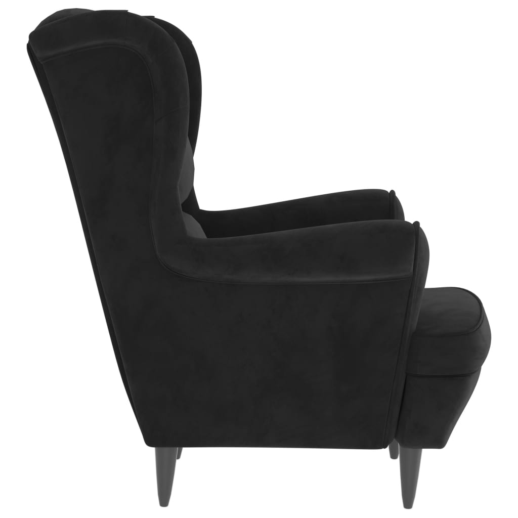 Fauteuil met voetenbank fluweel zwart is nu te koop bij PeponiXL, paradijselijk wonen!