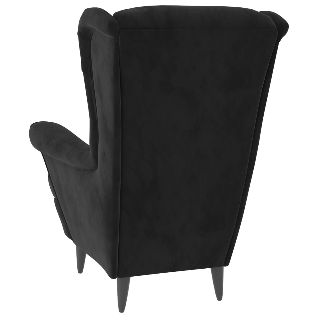 Fauteuil met voetenbank fluweel zwart is nu te koop bij PeponiXL, paradijselijk wonen!
