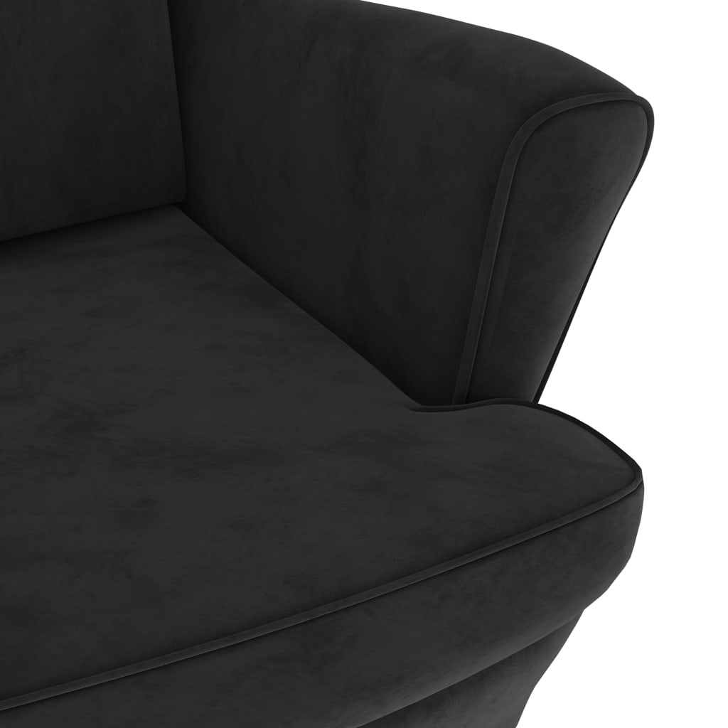 Fauteuil met voetenbank fluweel zwart is nu te koop bij PeponiXL, paradijselijk wonen!
