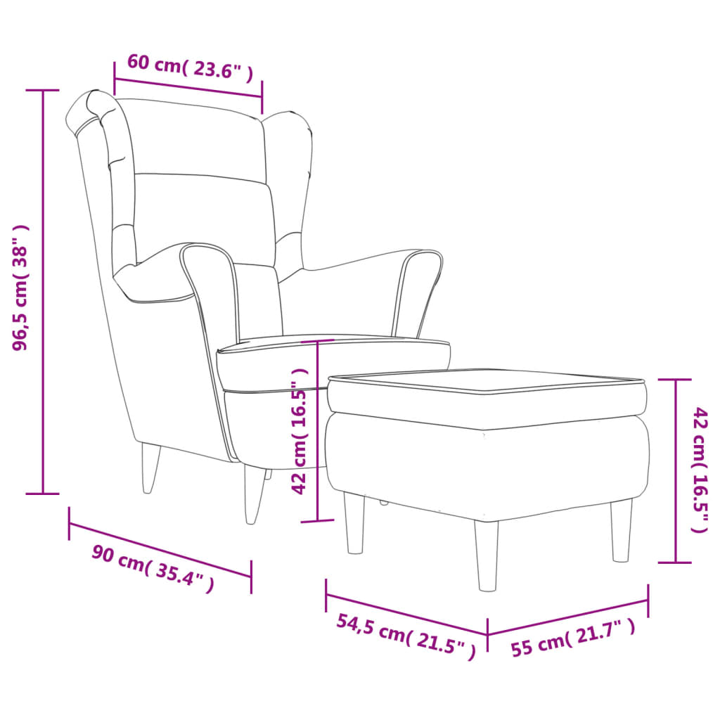 Fauteuil met voetenbank fluweel zwart is nu te koop bij PeponiXL, paradijselijk wonen!