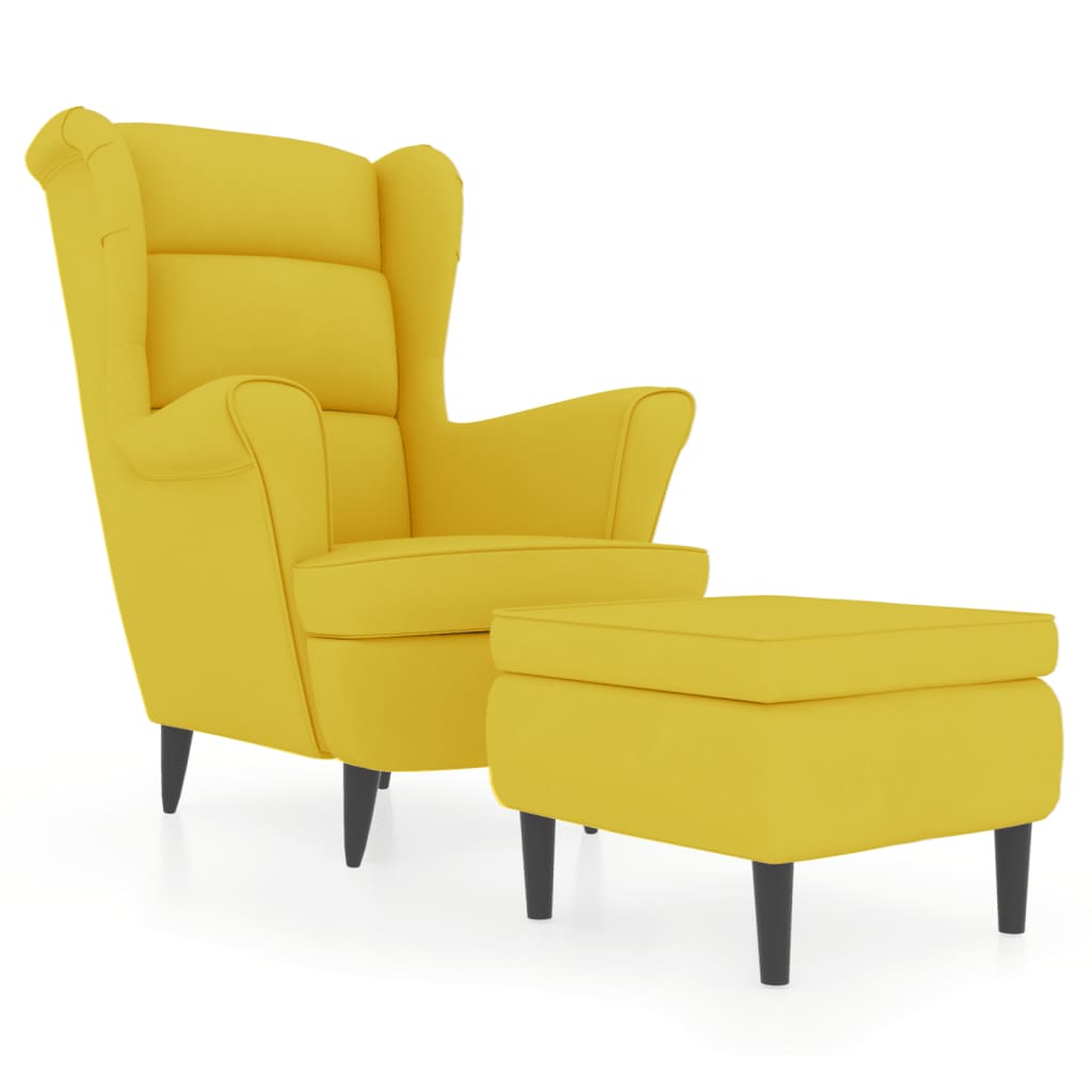 Fauteuil met voetenbank fluweel mosterdgeel is nu te koop bij PeponiXL, paradijselijk wonen!