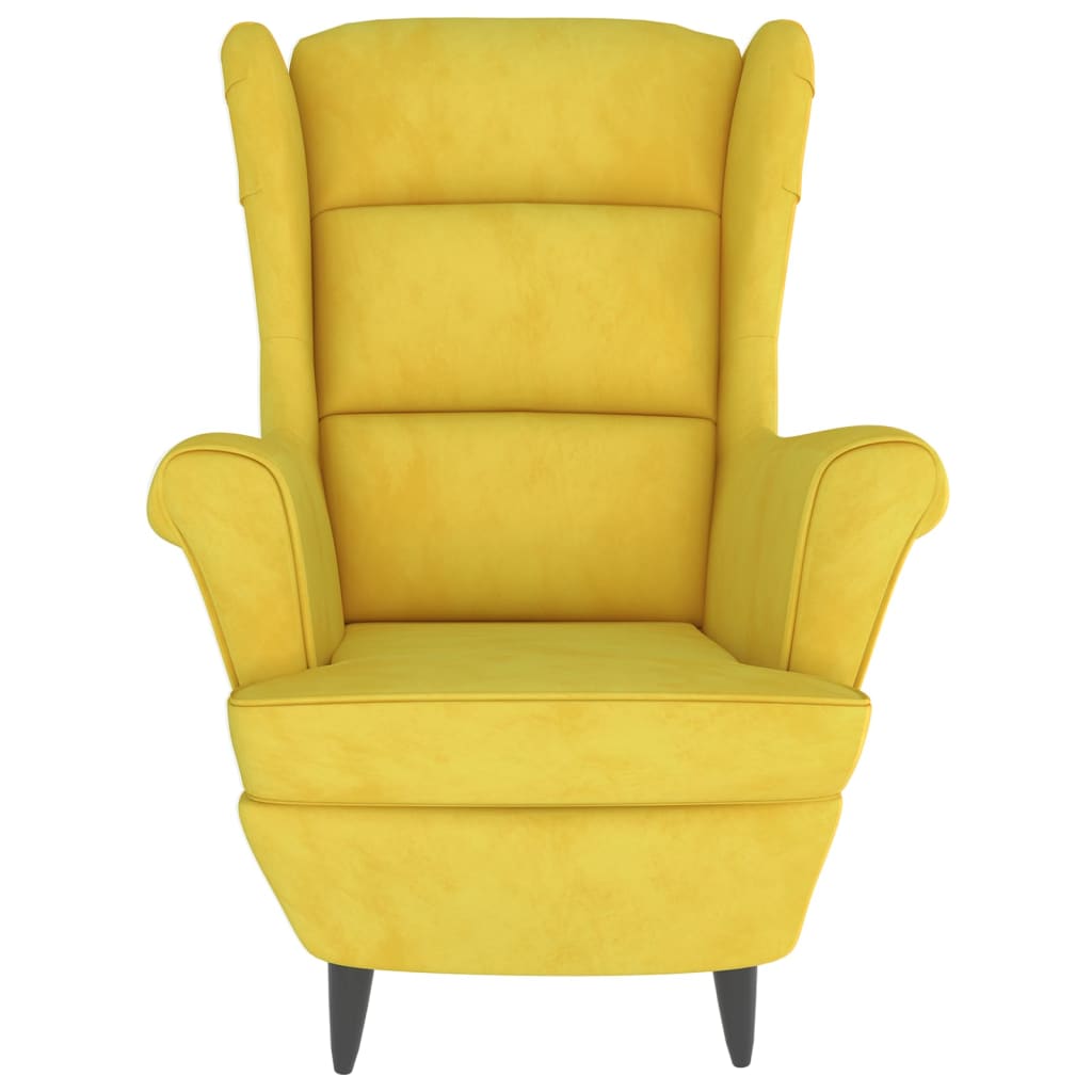 Fauteuil met voetenbank fluweel mosterdgeel is nu te koop bij PeponiXL, paradijselijk wonen!