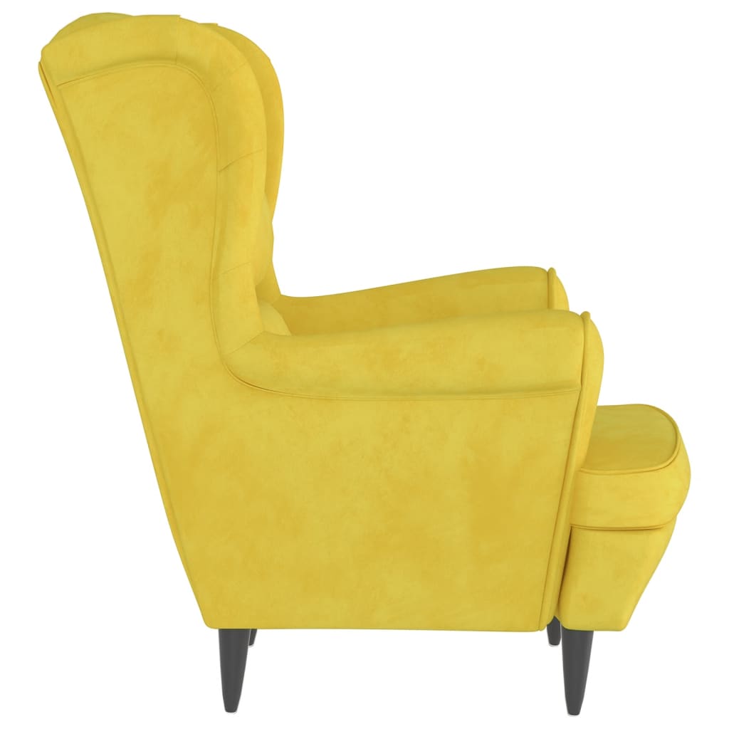 Fauteuil met voetenbank fluweel mosterdgeel is nu te koop bij PeponiXL, paradijselijk wonen!