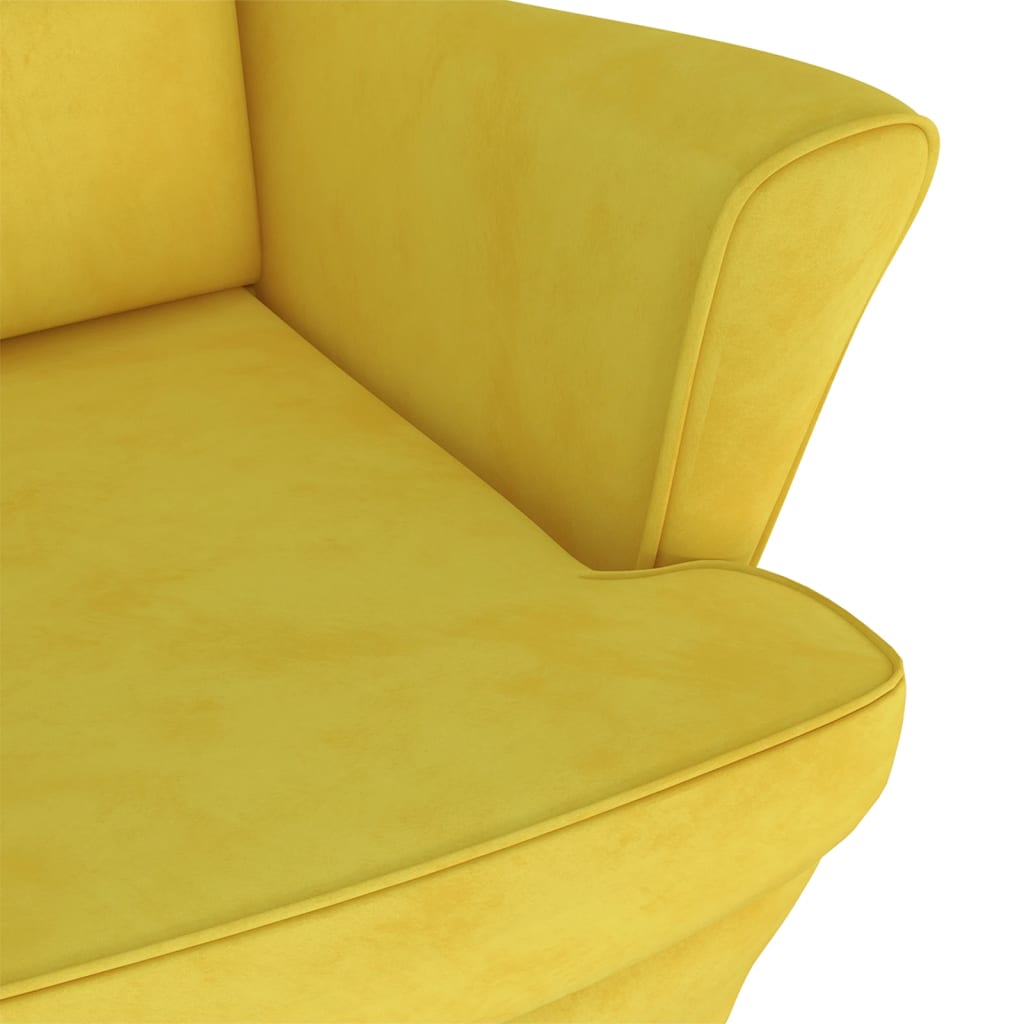 Fauteuil met voetenbank fluweel mosterdgeel is nu te koop bij PeponiXL, paradijselijk wonen!